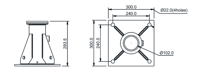 Floor mounting bracket Galvanised for Cantilever K-Pod - Image 2