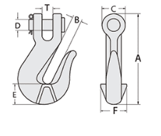 G70 Grab Hook Clevis Winged Gold - Image 2