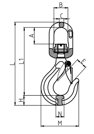 G80 Swivel Hook with Safety Catch Ball Bearing Type SS - Image 2