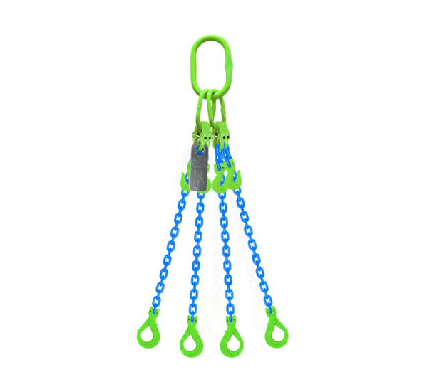 Grade 100 Chain Sling 6mm 4leg Effective Length C/W Clevis Type Grab Shortner And Clevis Self Locking Hook Tested