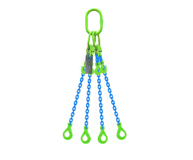 Grade 100 Chain Sling 8mm 4leg Effective Length C/W Clevis Type Grab Shortner And Clevis Self Locking Hook Tested