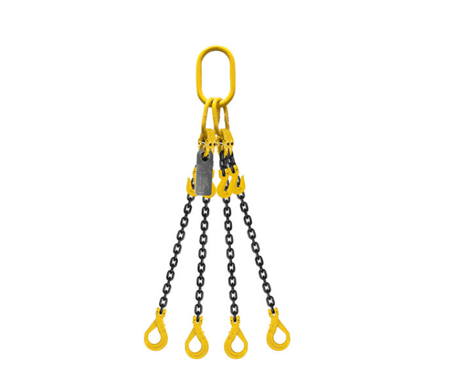 Grade 80 Chain Sling 8mm 4leg Effective Length C/W Clevis Type Grab Shortner And Clevis Self Locking Hook Tested
