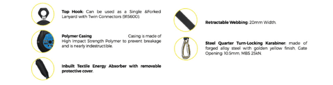 Inertia Reel EWP 1.8M with Heavy Duty Casing (Sharp Edge) Swivel Hook Load indicator Equipped suitable for EWP usage - Image 2