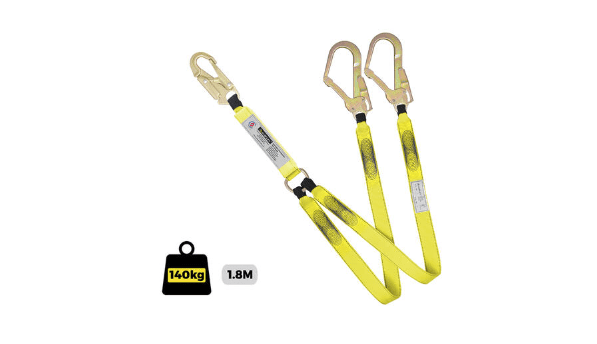 Lanyard Double Webbing 1.8M with Double Action Snap and Scaffold Hooks