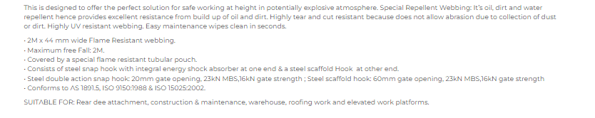 Lanyard Single Hot Works Snap/Scaffold Hook Complies to AS1891.5 - Image 2