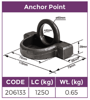 Tie Down Anchor Point Dish LC1250kg - Image 2