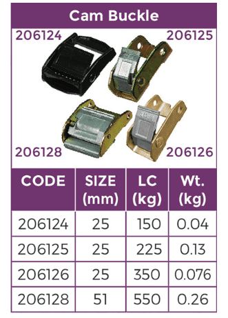 Tie Down Cam Buckle C/W Led Ped 51mm/LC550kg - Image 6