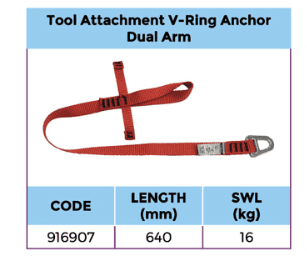 Tool Attachment V-Ring Anchor Dual Arm SWL 16KG Length 60cm Complies with ANSI / ISEA 121-2018 - Image 2