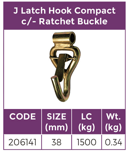 Tie Down J Hook for 38mm Ratchet LC1500kg 38mm/LC1500kg - Image 2