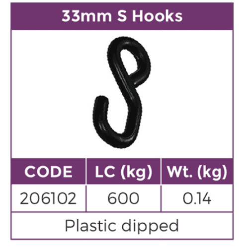 Tie Down S Hook Plastic Dipped LC600kg - Image 2