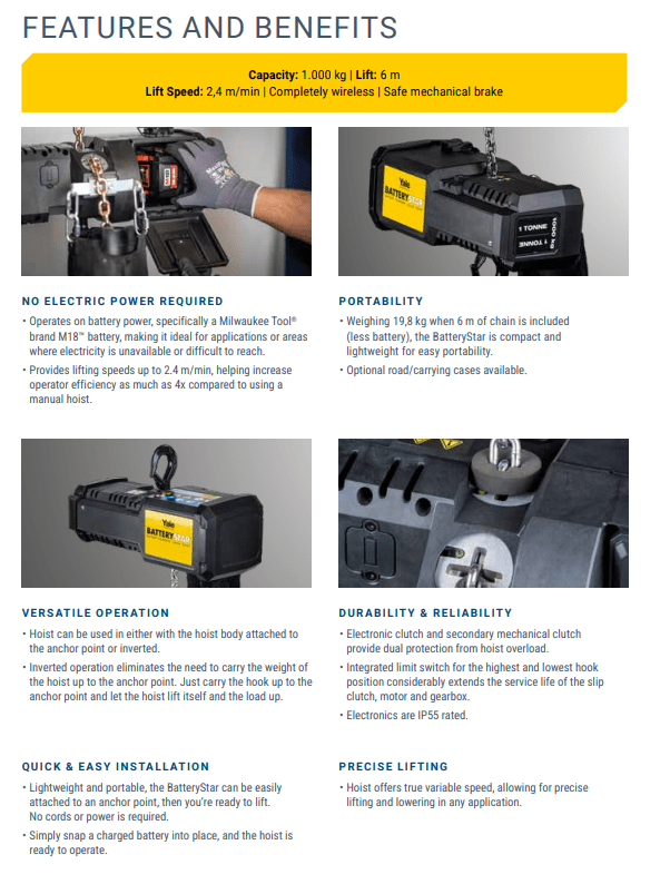 YALE BATTERYSTAR CHAIN HOIST 1t - Image 5