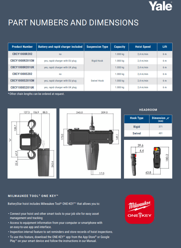 YALE BATTERYSTAR CHAIN HOIST 1t - Image 8